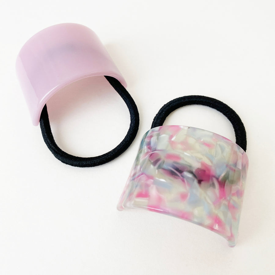 DUO D'ÉLASTIQUES EN RÉSINE COLORÉE - MIX PASTEL ET LILAS | SET OF 2 COLORFUL RESIN ELASTICS - MIX PASTEL & LILAC