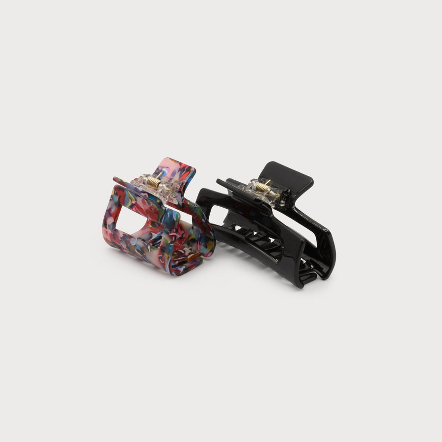 DUO 2 SIZES OF RESIN HAIR CLIPS 5029-BLK