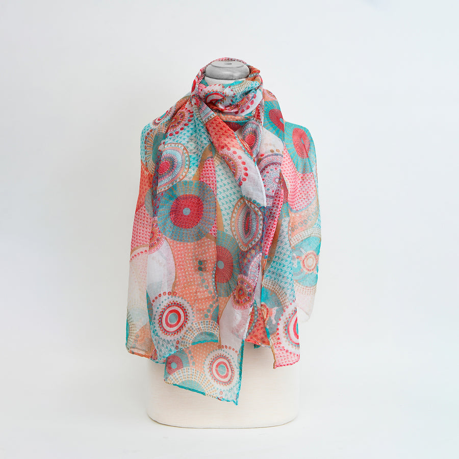 ÉCHARPE LÉGÈRE IMPRIMÉE RONDS - MIX NÉON | LIGHTWEIGHT ROUND PRINT SCARF - MIX NEON