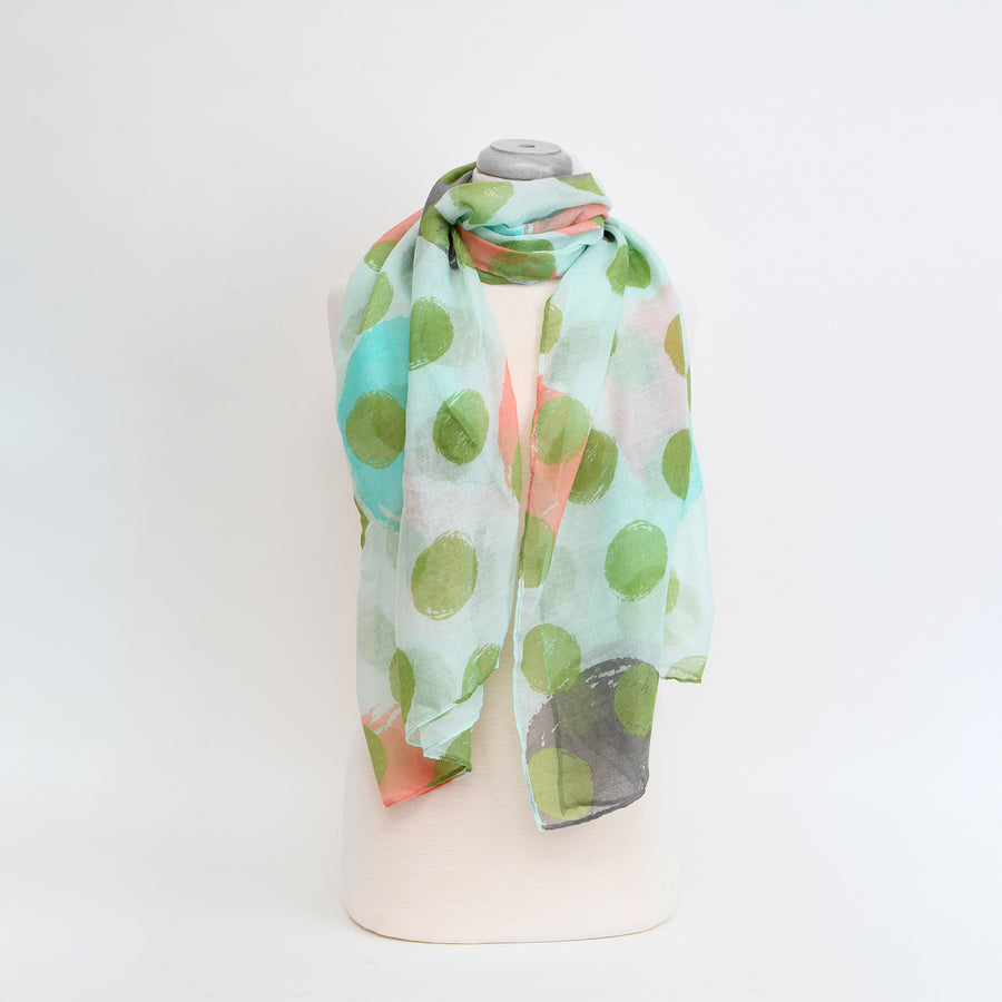 FOULARD LEGER IMPRIMÉ POIS MULTI - VERT | LIGHTWEIGHT PRINTED MULTI DOTS SCARF - GREEN