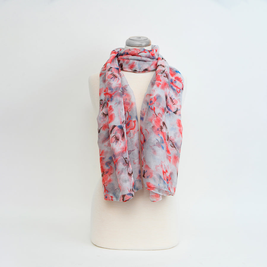 FOULARD LÉGER IMPRIMÉ ABSTRAIT  - PINK  | LIGHTWEIGHT ABSTRACT PRINTED SCARF - ROSE 