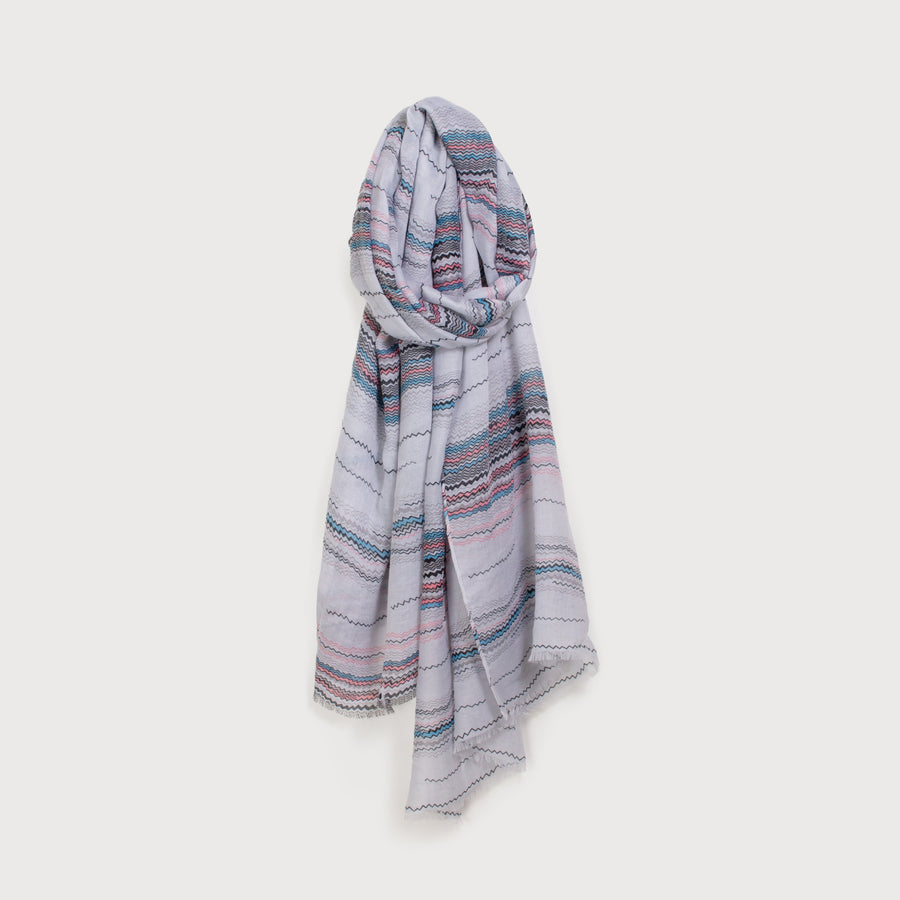 FOULARDS LÉGER À RAYURES ABSTRAITES - GRIS | LIGHTWEIGHT STRIPED SCARF - GREY