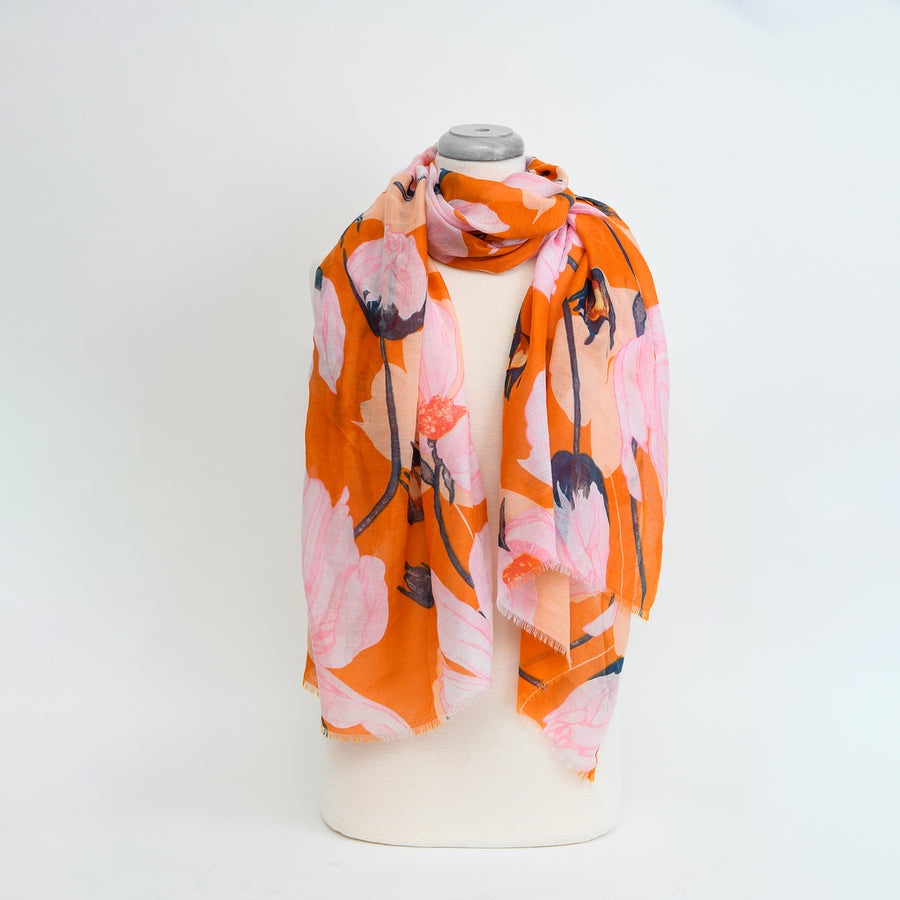 FOULARD LÉGER IMPRIMÉ FLEURS - JAUNE | LIGHTWEIGHT COLORFUL FLOWER PRINTED SCARF - YELLOW