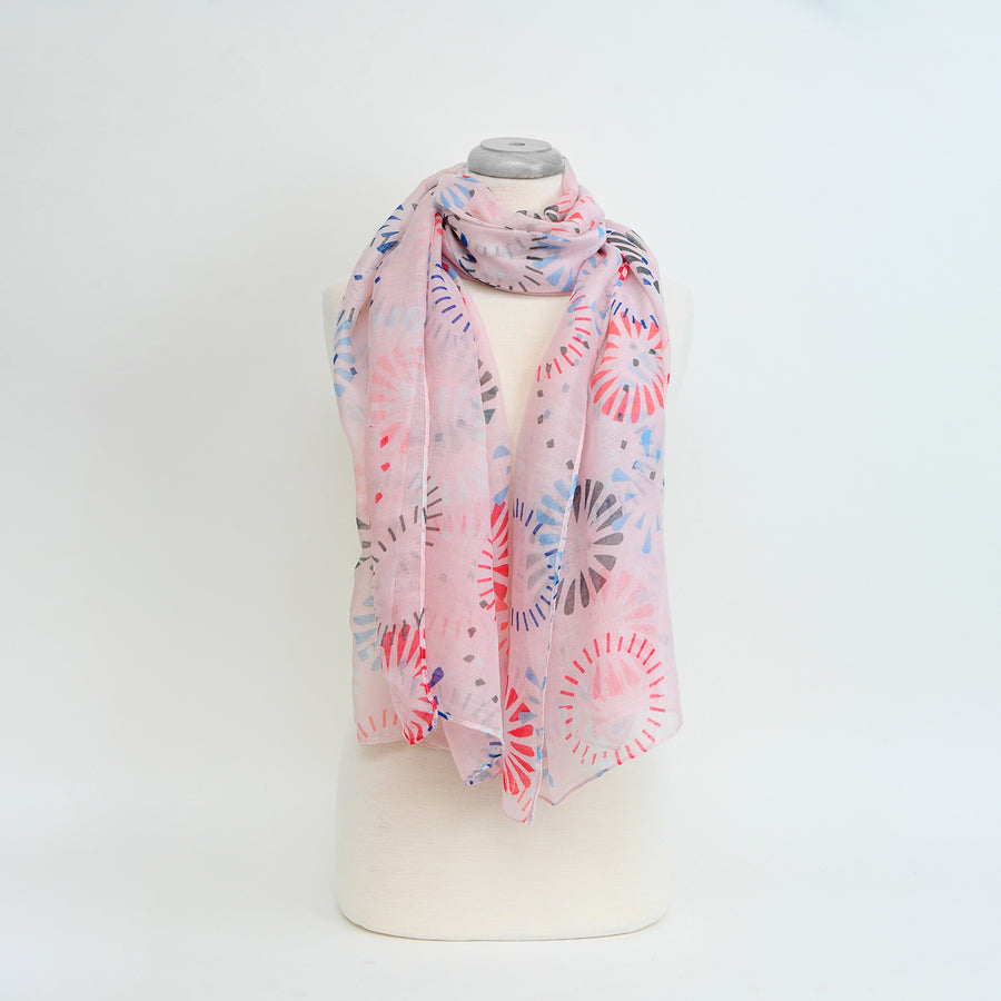 FOULARD LÉGER IMPRIMÉ  GÉO  - ROSE | LIGHTWEIGHT PRINTED GEO SCARF - PINK