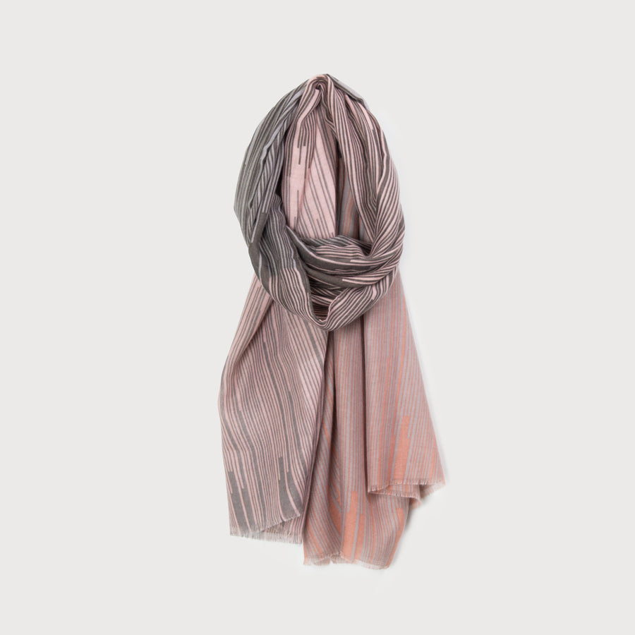 TWO-TONE SCARF WITH FINE STRIPES 6174-PNK