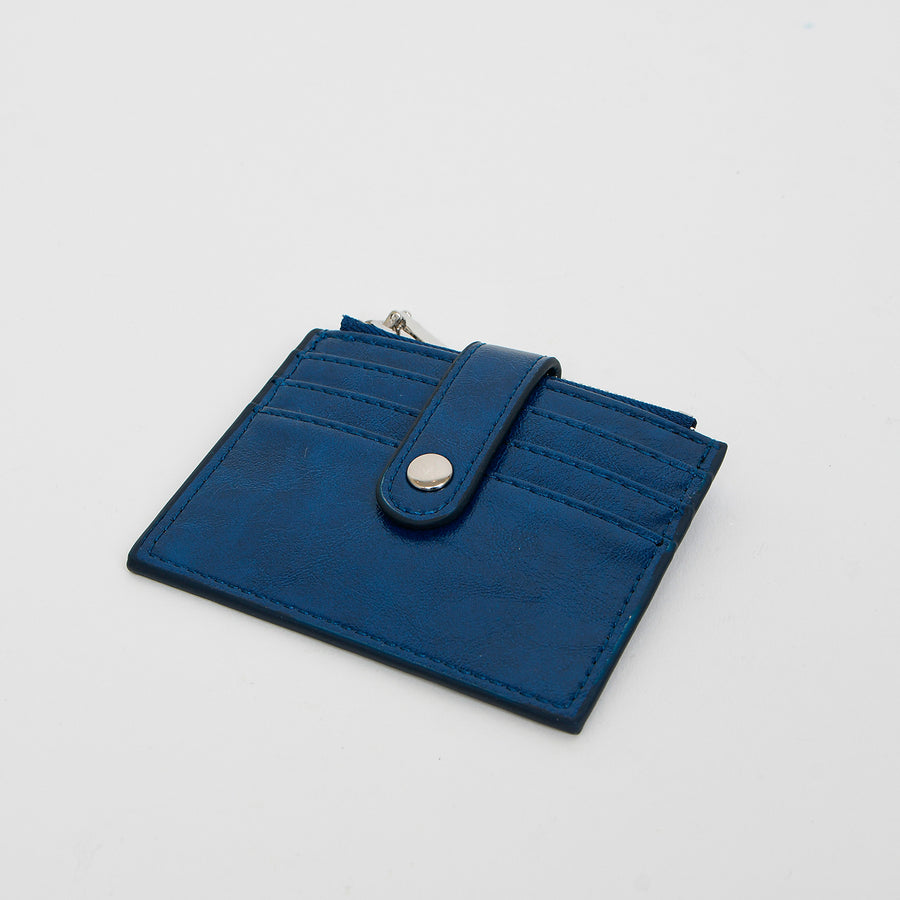 ÉTUI AVEC PORTE CARTES ET PORTE MONNAIE - IMITATION CUIR - BLEU | SMALL CASE WITH CARD HOLDER INSERTS AND ZIP COIN POCKET - IMITATION LEATHER - BLUE