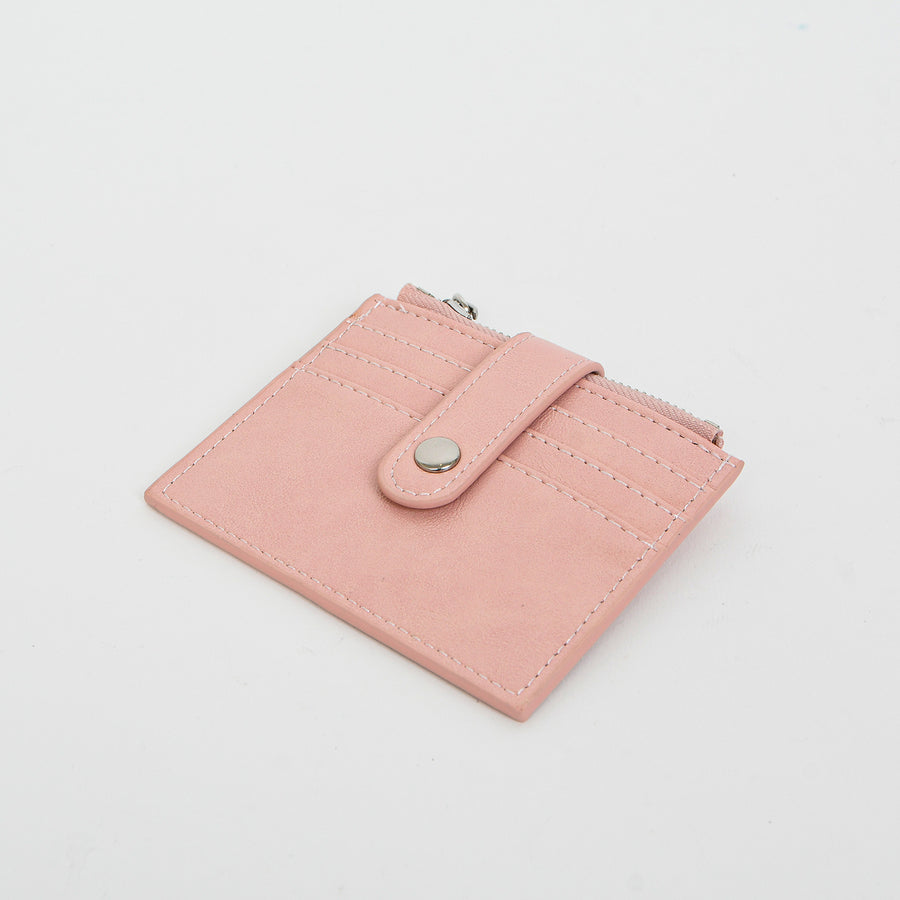 ÉTUI AVEC PORTE CARTES ET PORTE MONNAIE - IMITATION CUIR - ROSE PÂLE | SMALL CASE WITH CARD HOLDER INSERTS AND ZIP COIN POCKET - IMITATION LEATHER - LIGHT PINK