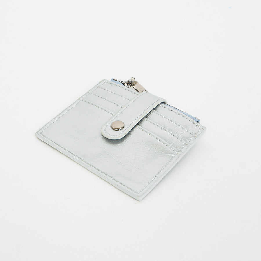 ÉTUI AVEC PORTE CARTES ET PORTE MONNAIE - IMITATION CUIR - ARGENT | SMALL CASE WITH CARD HOLDER INSERTS AND ZIP COIN POCKET - IMITATION LEATHER - SILVER