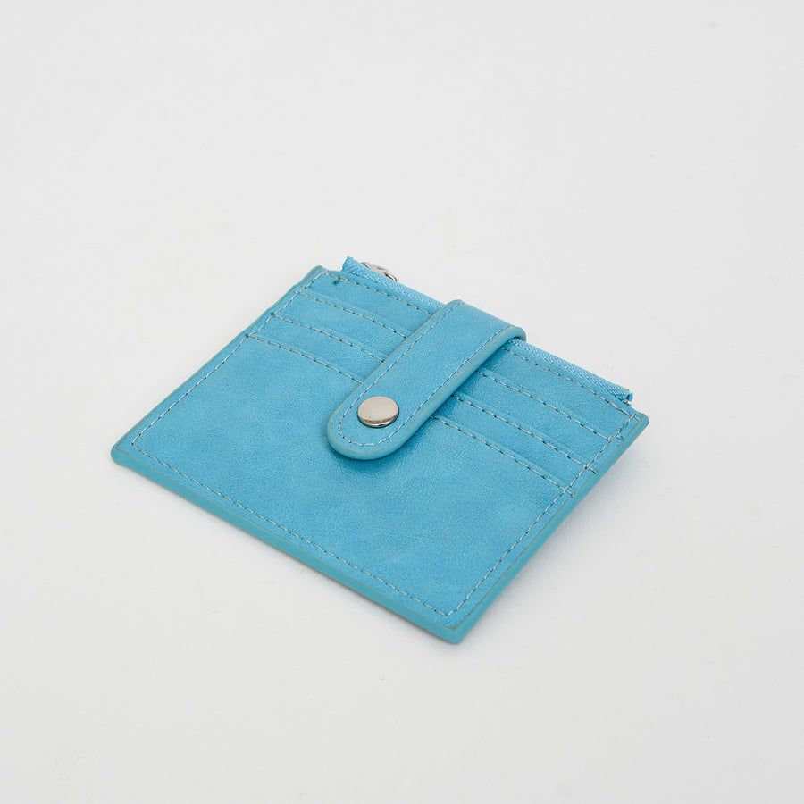 ÉTUI AVEC PORTE CARTES ET PORTE MONNAIE - IMITATION CUIR - TURQUOISE | SMALL CASE WITH CARD HOLDER INSERTS AND ZIP COIN POCKET - IMITATION LEATHER - TURQUOISE