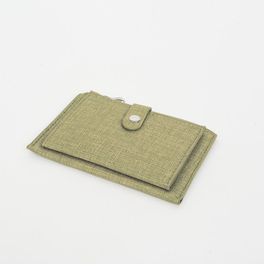 PORTEFEUILLE AVEC PORTE CARTES ET PORTE MONNAIE - IMITATION CUIR - OLIVE | SMALL WALLET WITH CARD HOLDER INSERTS AND ZIP COIN POCKET - IMITATION LEATHER - OLIVE