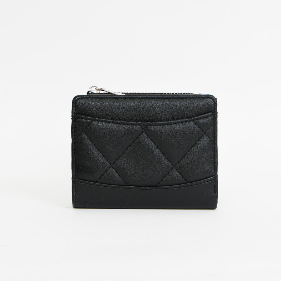PETIT PORTEFEUILLE.MULTI FENTES POUR CARTES.POCHETTE AVEC FERMETURE ÉCLAIR - IMITATION DE CUIR - NOIR | SMALL WALLET W/MULTIPLE CARD INSERTS &  ZIP POCKET - IMITATION LEATHER - BLACK