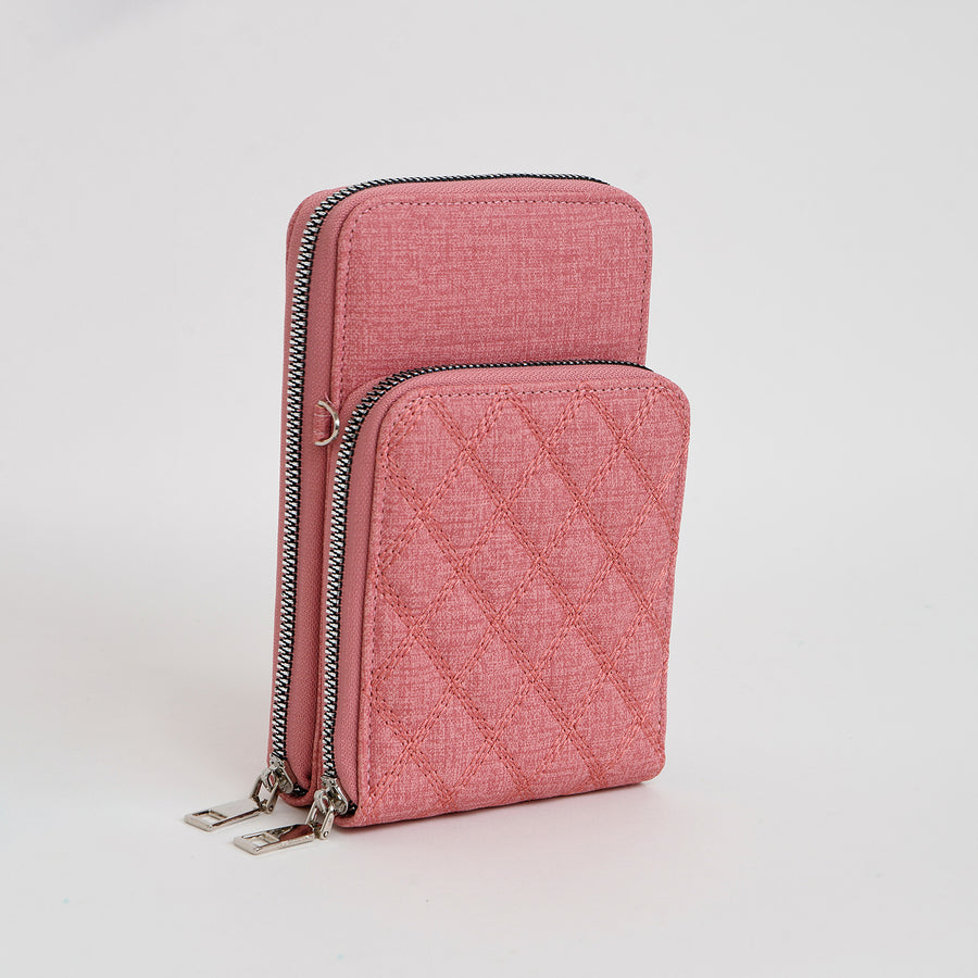 POCHETTE 2/1 MULTI COMPARTIMENTS.GANSE AMOVIBLE AVEC POCHETTE POUR CELLULAIRE - IMITATION CUIR - BAIE | 2/1 WALLET/XBODY BAG.REMOVABLE STRAP.CARD HOLDER INSERTS.CELLPHONE POUCH - IMITATION LEATHER - BERRY