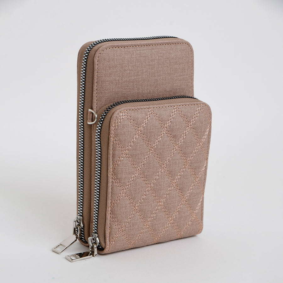 POCHETTE 2/1 MULTI COMPARTIMENTS.GANSE AMOVIBLE AVEC POCHETTE POUR CELLULAIRE - IMITATION CUIR - OLIVE | 2/1 WALLET/XBODY BAG.REMOVABLE STRAP.CARD HOLDER INSERTS.CELLPHONE POUCH - IMITATION LEATHER - OLIVE