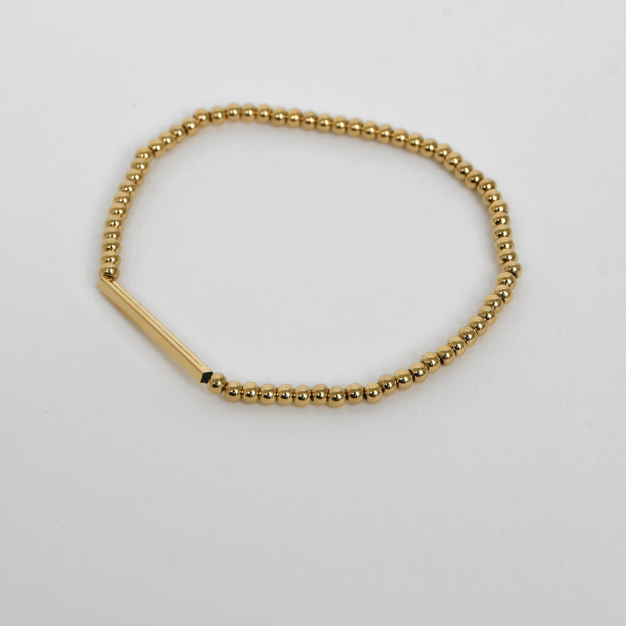 Bracelet doré extensible en acier inoxydable avec petites perles B001-G
