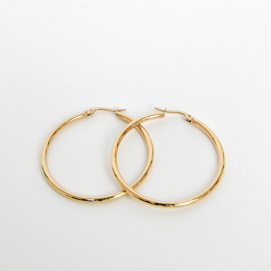 Stainless steel 40mm hoops gold E006-G